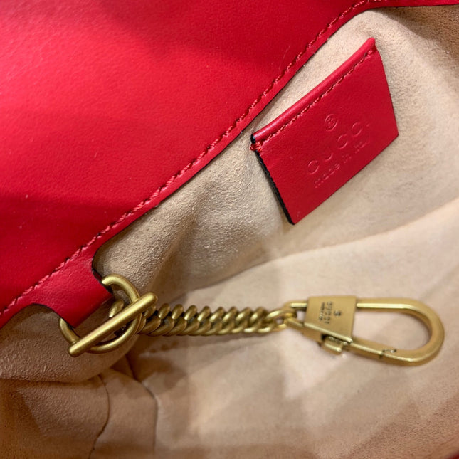 GG Marmont Mini 16.5cm Red Calfskin Gold Hardware