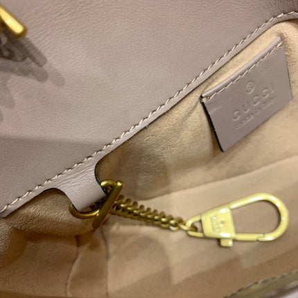 GG Marmont Mini 16.5cm Dark Beige Calfskin Gold Hardware