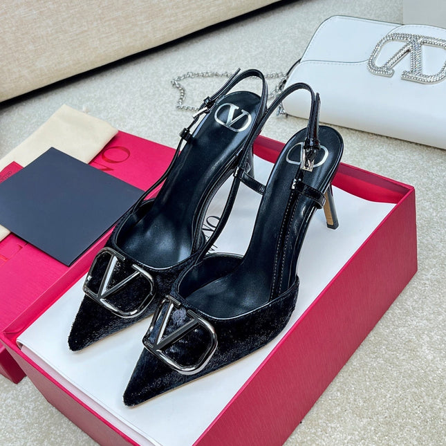 Vlogo Signature Slingback Rough Black Calfskin