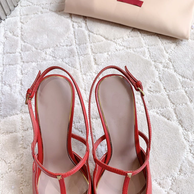 2 Rockstud Slingback 90mm Matte Red