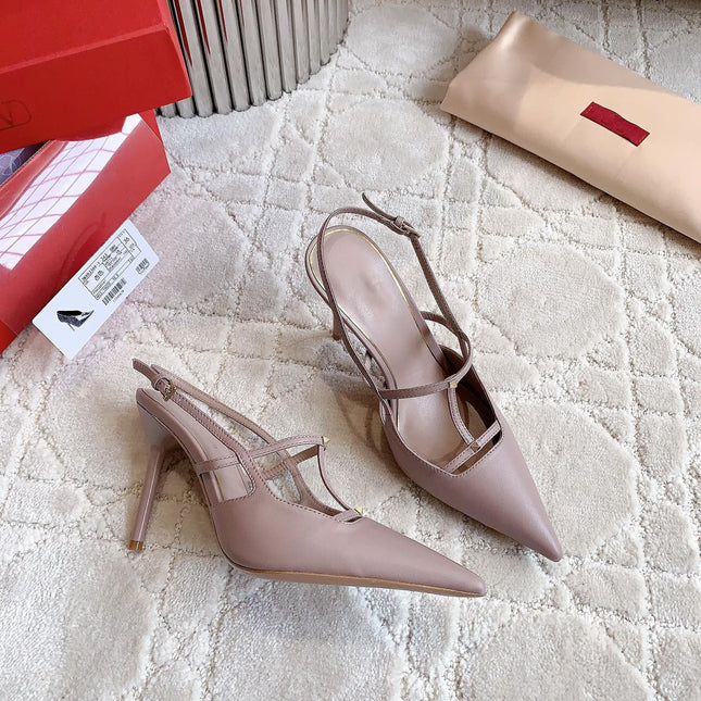 2 Rockstud Slingback 90mm Matte Rose Cannelle