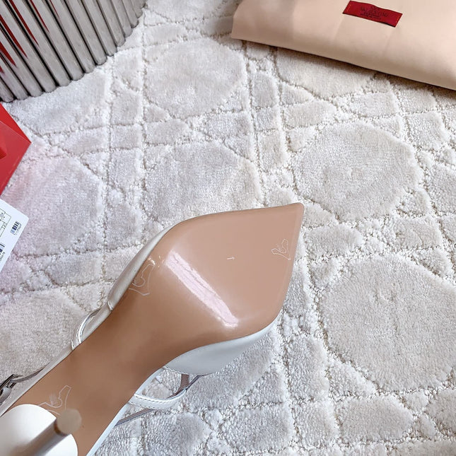 2 Rockstud Slingback 90mm Matte White