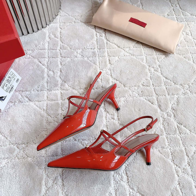 2 Rockstud Slingback 65mm Shiny Red