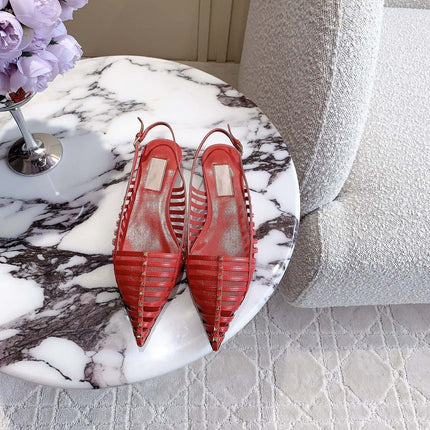 Mesh Slingback Ballerina Red