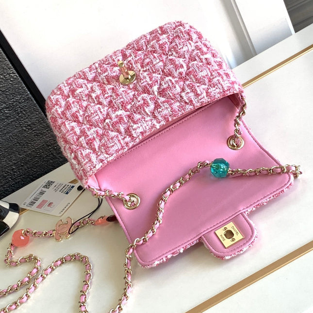 CC Mini 23P Bag 16cm Pink Woolen Plastic Bag