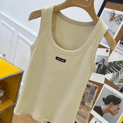 Miu Beige Cotton Tank Top