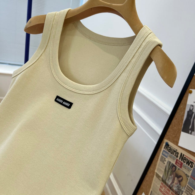 Miu Beige Cotton Tank Top