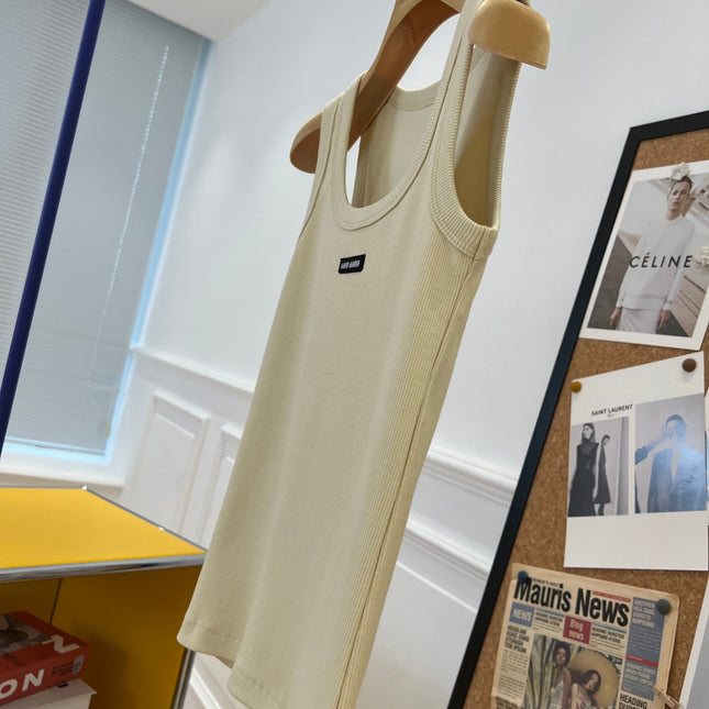 Miu Beige Cotton Tank Top
