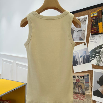 Miu Beige Cotton Tank Top