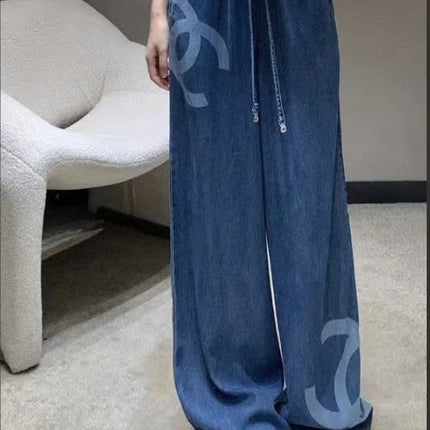 CHANEL STRAIGHT-LEG JEANS WITH LOGO